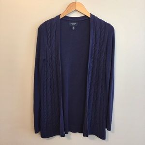 Lands’ End Drifter Cardigan Cable Knit Sweater XS Blue
